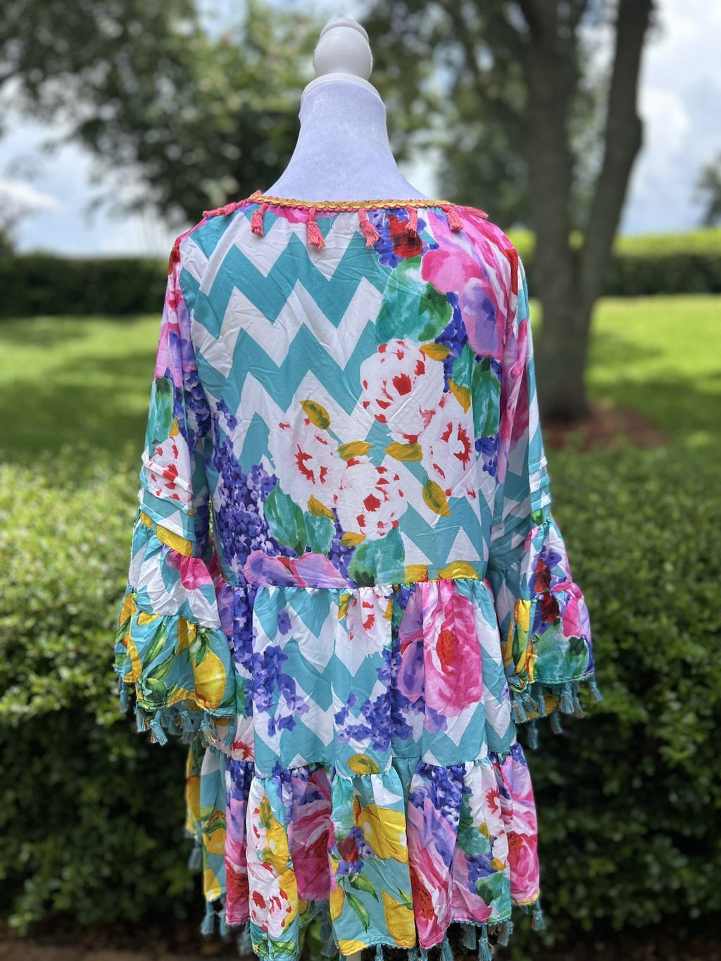 Antica Sartoria Zigzag Aqua Blue Top Dress NWT O/S