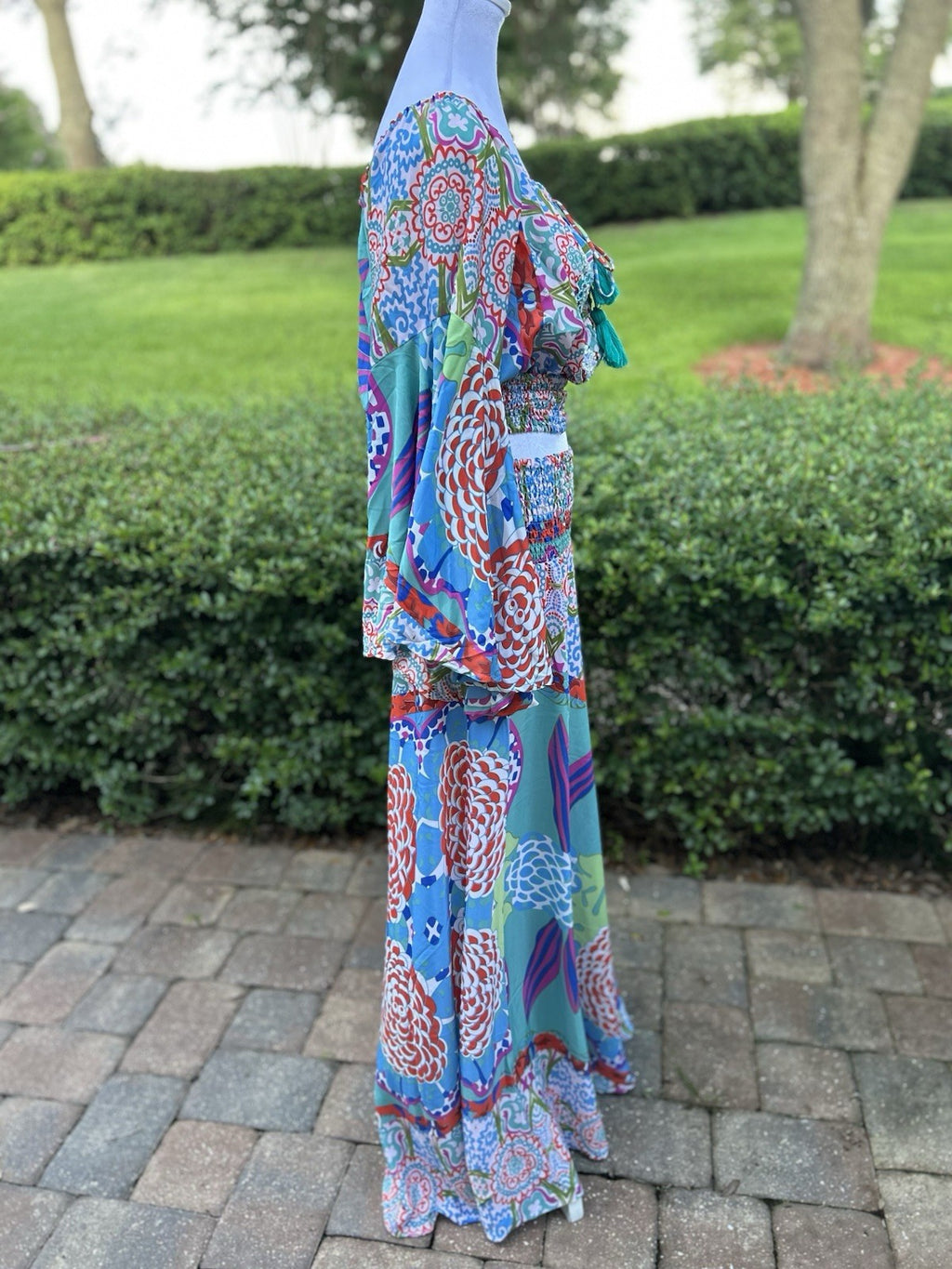 ANTICA SARTORIA 2024 AQUA FLOWERS PANTS SET O/S NWT BEAUTIFUL