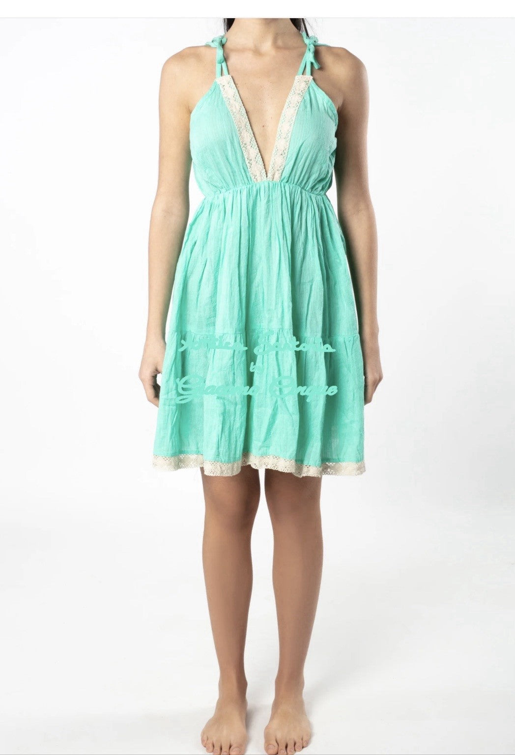 ANTICA SARTORIA 2025 AQUA TIE TOP SHORT DRESS NWT OS