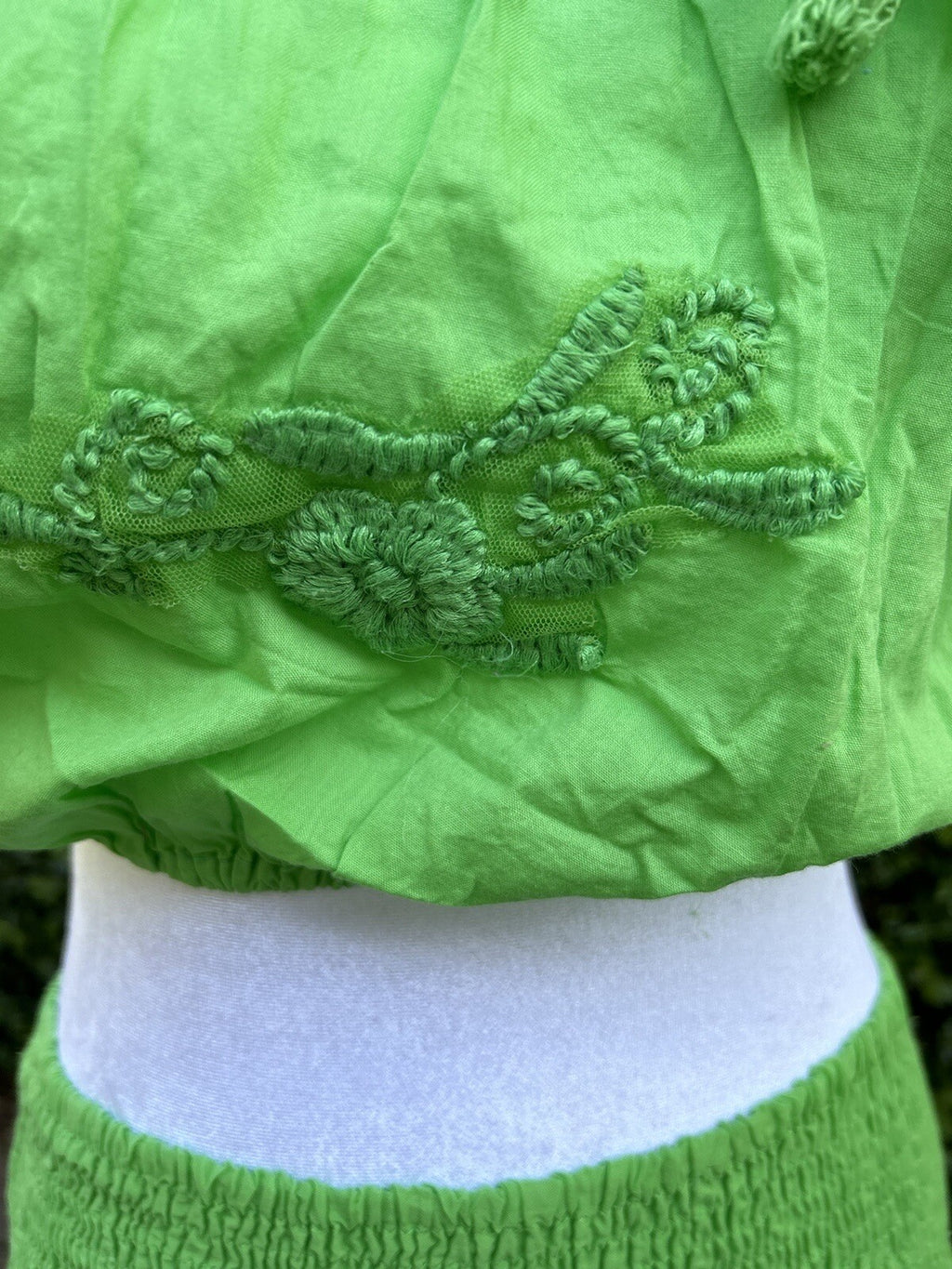 Antica Sartoria 2023 Green Skirt With Lace  And Midi Top With Pompom NWT O/S