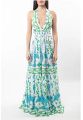 Antica Sartoria 2025 Blue Green White Halter Top Dress NWT O/S