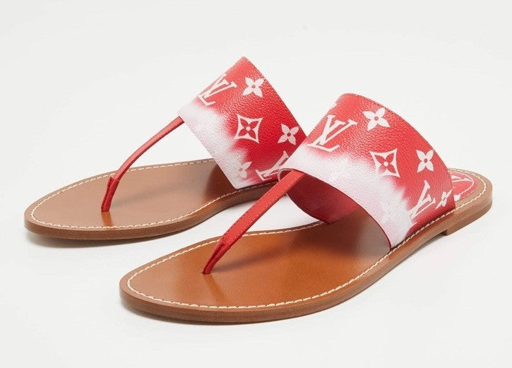 Louis Vuitton Limited Edition Escalae Red White Ombré Sandals New 38.5