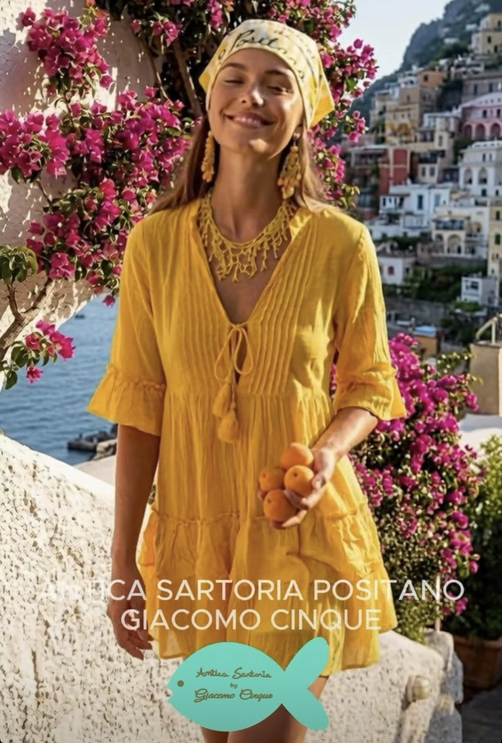 Antica Sartoria 2026 Lemony Lemon Tie Front Dress NWT O/S