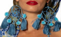 Antica Sartoria Blue Web Pompom Earrings NWT