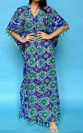 ANTICA SARTORIA 2024 ROSES LONG MUMU/DRESS/KAFTAN L/XL PONCHO BLUE