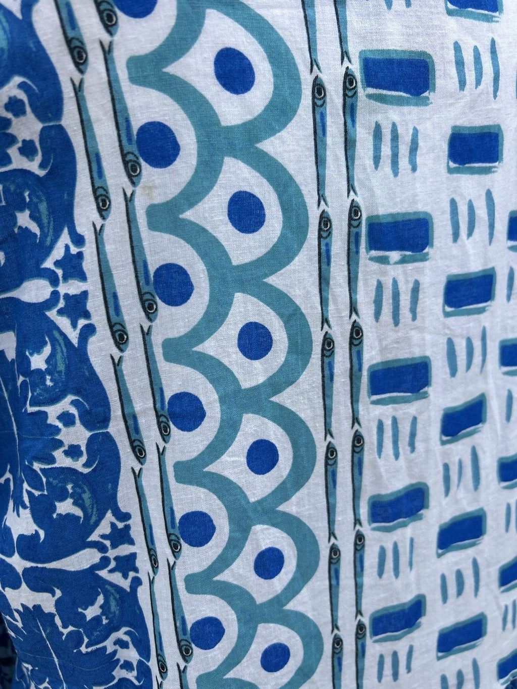 ANTICA SARTORIA 2024 BLUE & WHITE TRULLI HOUSES SHORT DRESS NWT O/S
