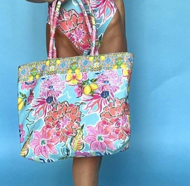 ANTICA SARTORIA 2024 FLOWERS FLOWERS BEACH ZIPPER TOTE/PURSE NWT