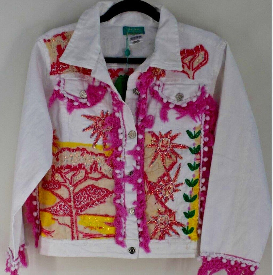 Antica Sartoria Stars & Sun Pink Yellow Jacket M Nwt