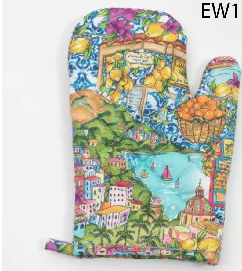Antica Sartoria 2025 Positano Print Apron & Mitten Nwt Great Gift