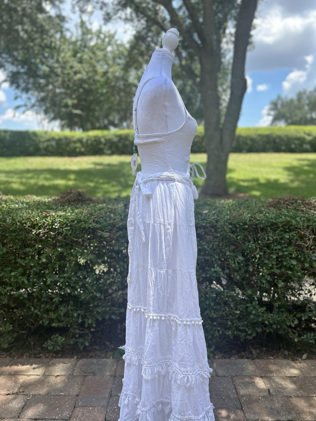 Antica Sartoria 2024 White Wrap Around Dress Smoked Adj Strap Top Cotton NWT O/S