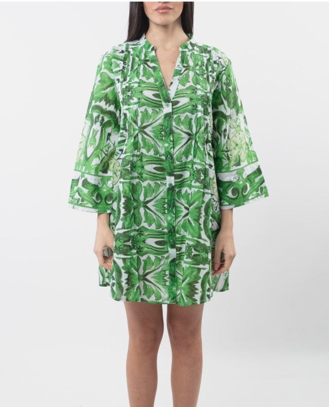 Antics Sartorial 2025 Green & White Kaftan Button Shirt L/XL NWT