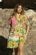 Antica Sartoria 2026 S/M Positano Pink Lemon Button Down Dress NWT