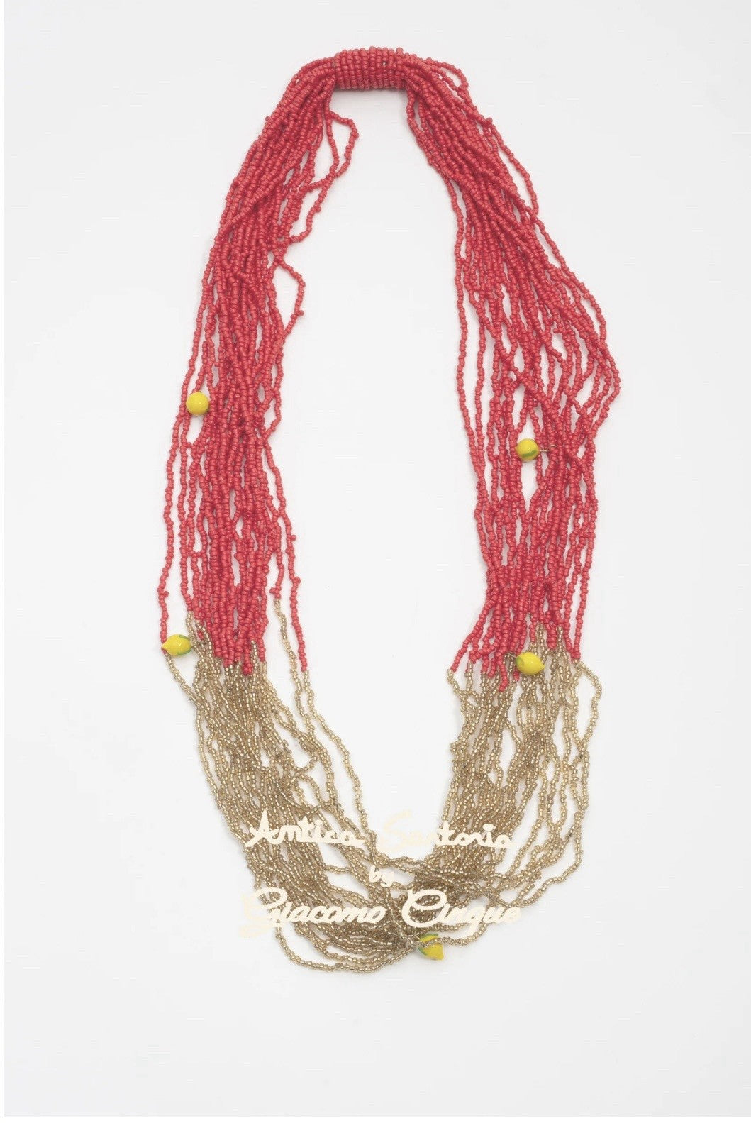 Antica Sartoria 2025 Gold Red beaded Lemon Necklace NWT