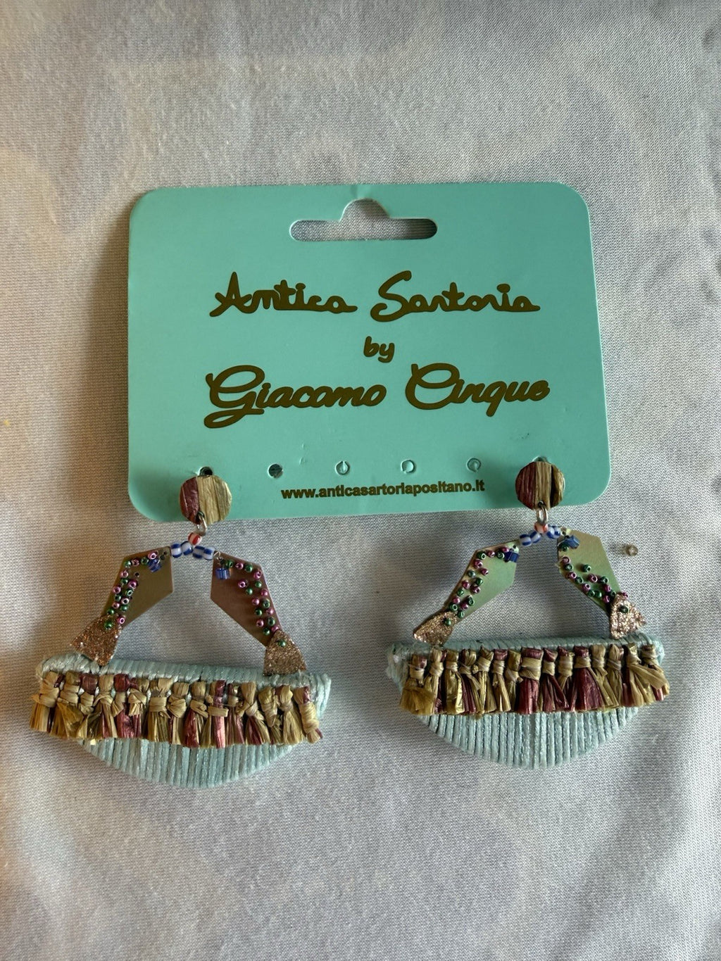 Antica Sartoria Aqua & Gold Earrings Nwt
