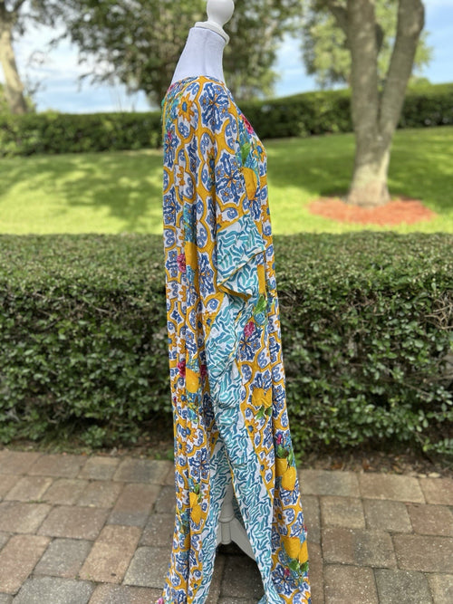 Antica Sartoria 2024 Big SALE  Lemon & Blue Orange Kaftan Mumu O/S XXL NWT