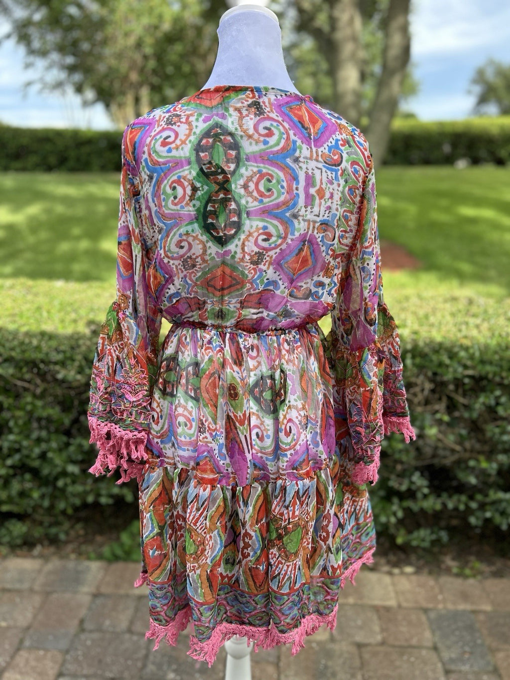 Antica Sartoria 2024 Pink Green Gorgeous Colors Chiffon Dress NWT O/S