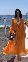 Antica Sartoria 2025 Long Cantaloupe Flare Dress NWT O/S