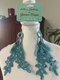 ANTICA SARTORIA TURQUOISE  FLOWERS POM POMS EARRINGS PIERCED  NWT