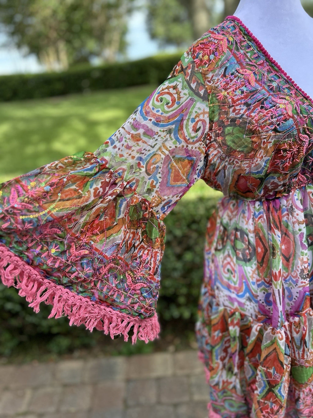 Antica Sartoria 2024 Pink Green Gorgeous Colors Chiffon Dress NWT O/S