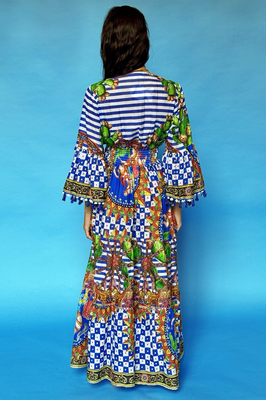 ANTICA SARTORIA LONG GORGEOUS COLORFUL BEADED DRESS O/S