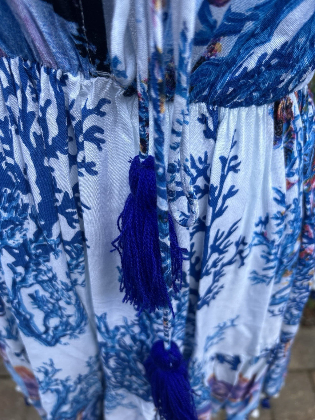 Antica Sartoria 2024 Beaded Coral Volcano Blue White Dress NWT O/S