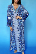 ANTICA SARTORIA 2024 WHITE & BLUE SEQUINS LONG KAFTAN DRESS L/XL NWT LAST ONE