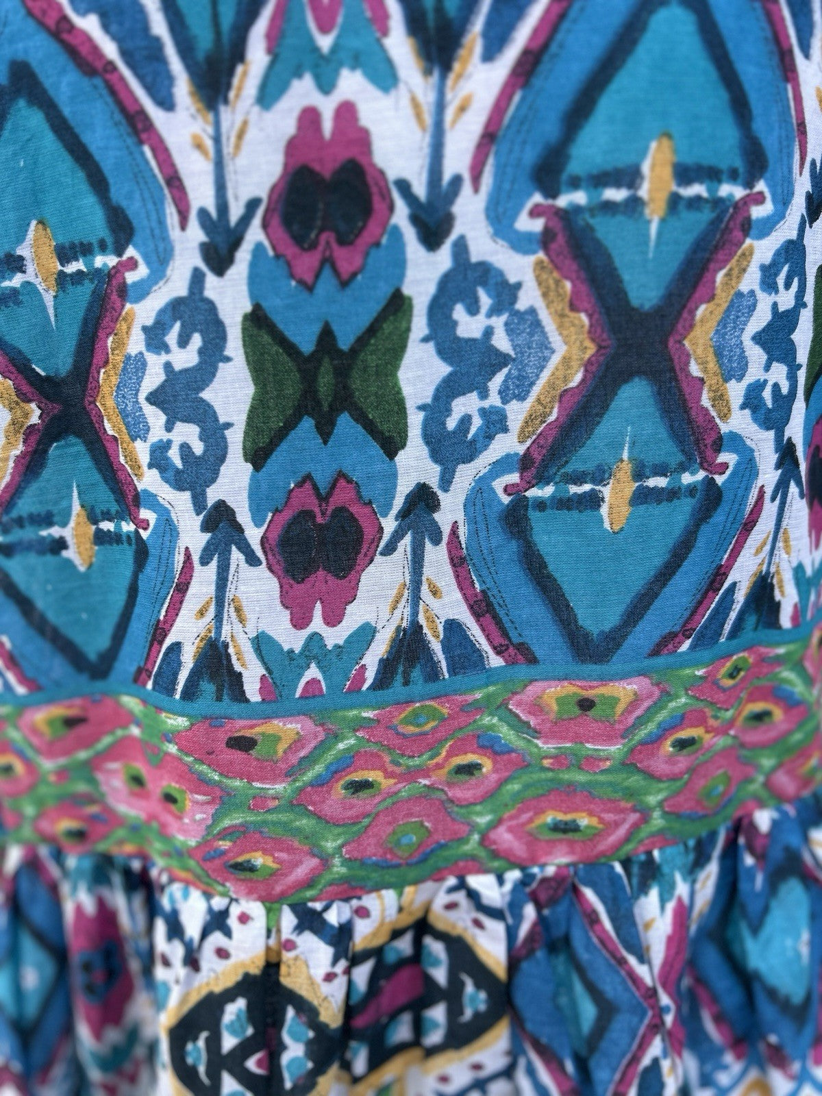 Antica Sartoria Button Down Blue Green Pink Collar Dress NWT L/XL Colorful