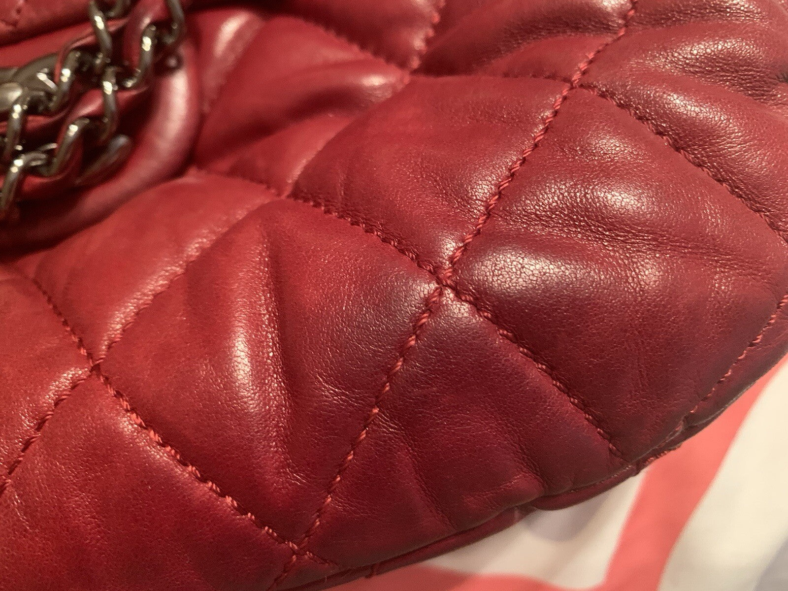 CHANEL ACCORDION FLAP BAG Burgundy In Quilted Leather