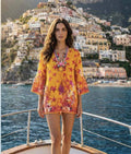 Antica Sartoria 2026 Stars & Corals Orange Top Kaftan Short Nwt L/XL