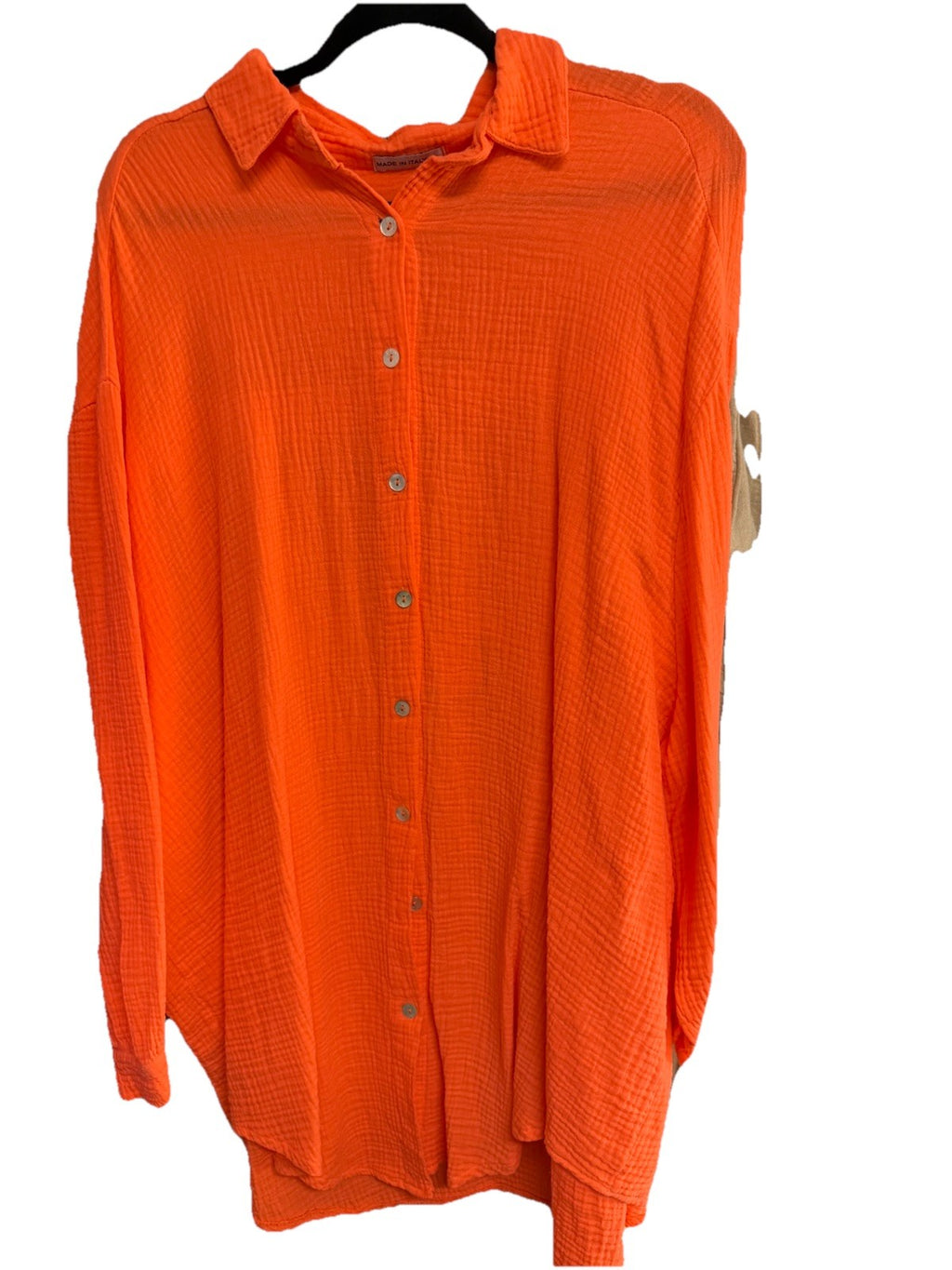 Made In Italy White Sequin Cheesecloth Top Eye Shirt Cover Up Free Size NWT