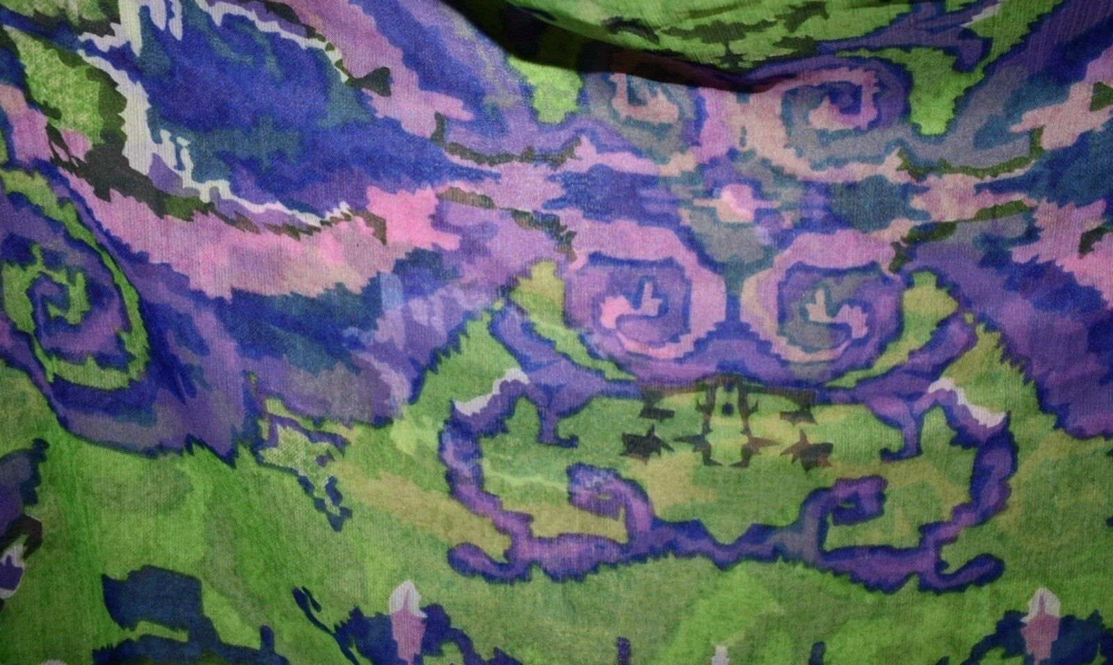 ANTICA SARTORIA PURPLE & GREEN POLY CHIFFON SCARF O/S