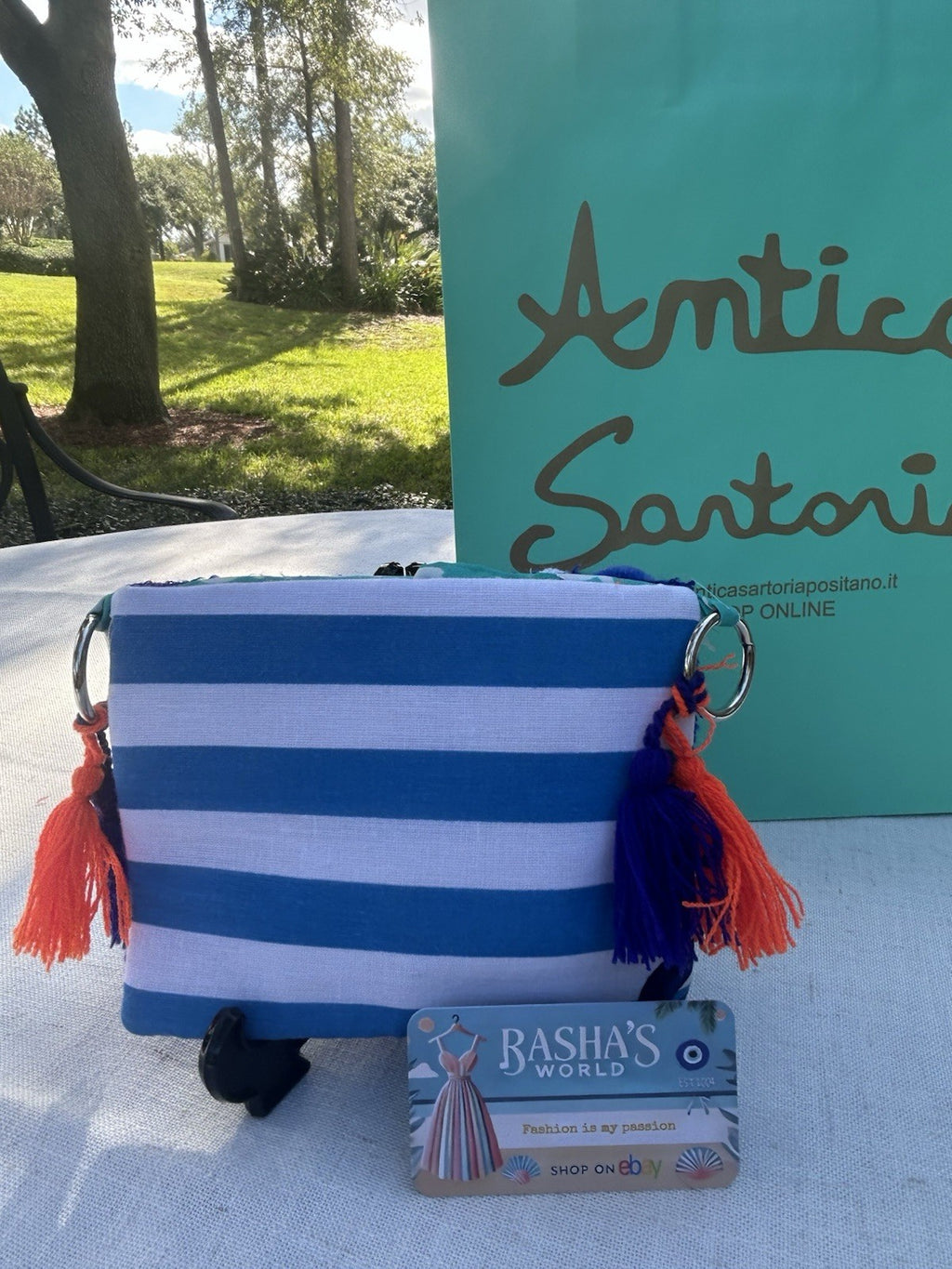 Antica Sartoria 2025 Purple Terry & POMPOM Eye Mini Clutch Nwt