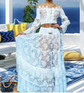 ANTICA SARTORIA 2024 WHITE BEAUTIFUL LACE TIE FRONT FLOWERS TOP & SKIRT NWT OS