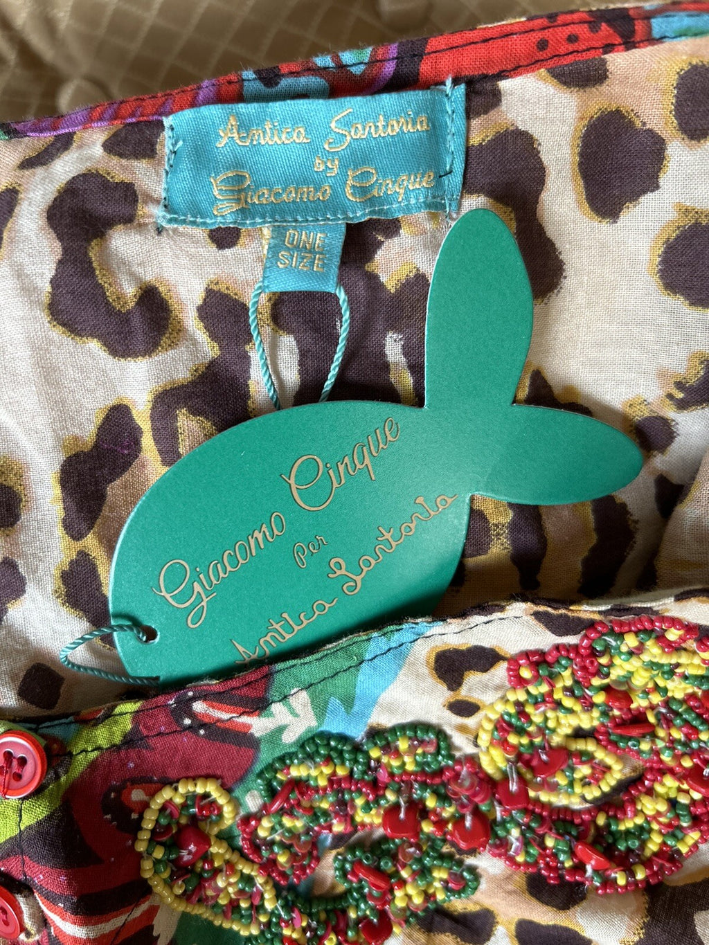 Antica Sartoria Leopard & Flowers 3 Button Flare Dress Top 🐆❤️💚