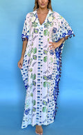 ANTICA SARTORIA 2024 BLUE GREEN & WHITE CLAMS MUMU/DRESS/KAFTAN NWT O/S Last One