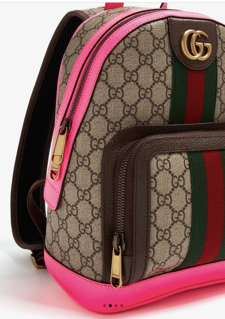 GUCCI Ophidia GG Brown And Pink small backpack Nwt  Gorgeous