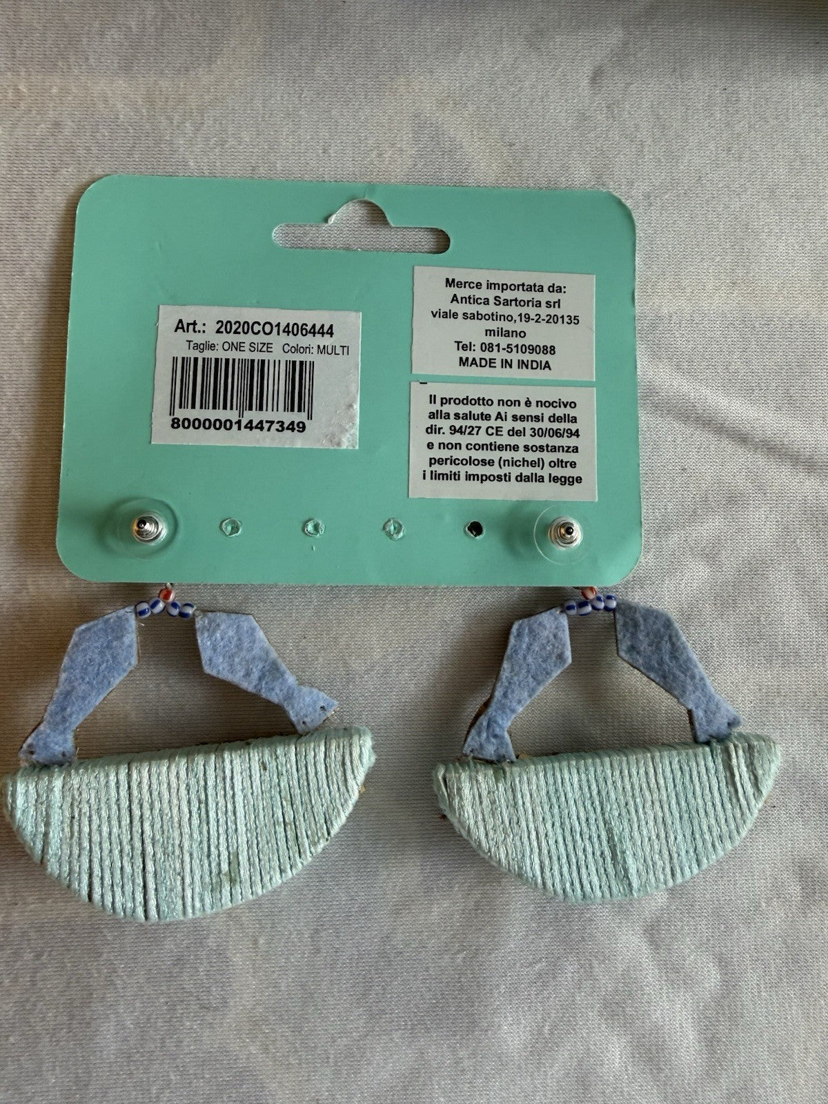Antica Sartoria Aqua & Gold Earrings Nwt