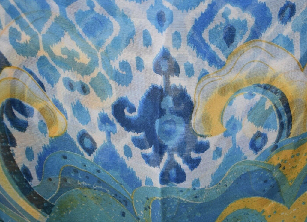 ANTICA SARTORIA 2025 WHITE BLUE & GREEN POLY CHIFFON SCARF O/S