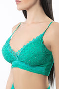 Antica Sartoria Bralette Bando Green Beaded  O/S NWT Great Under Open Tops