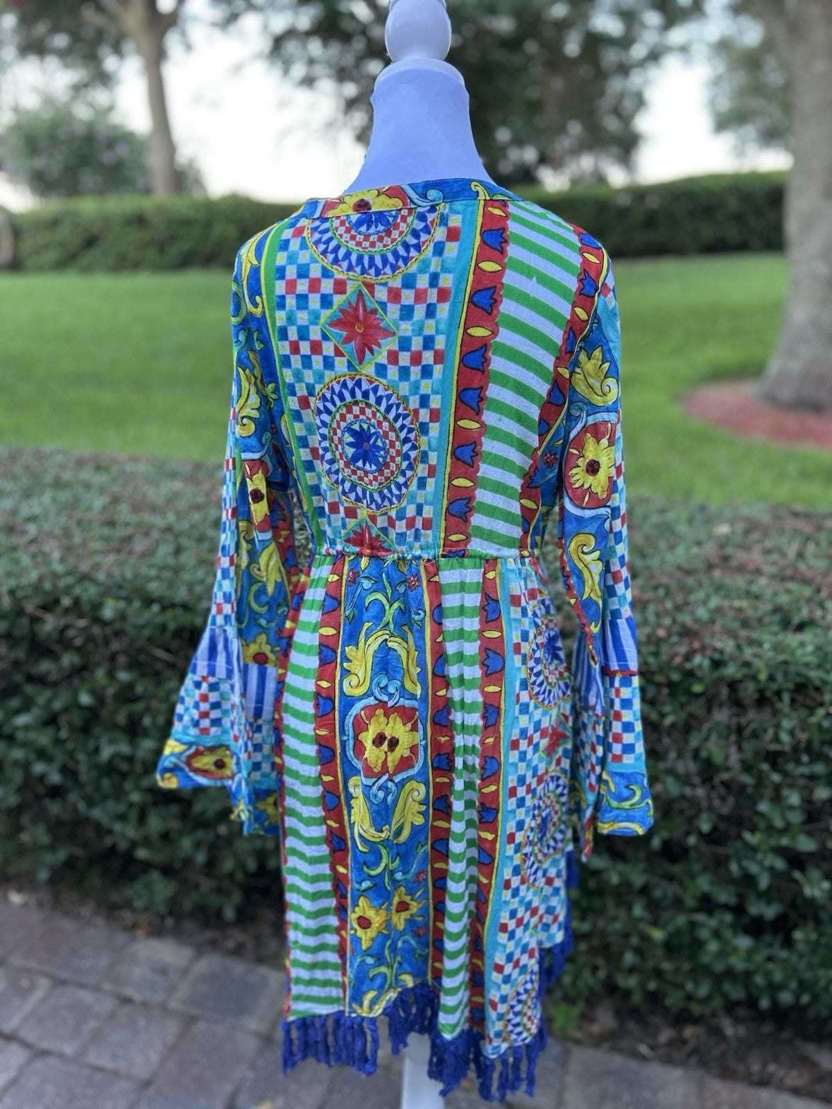 Antica Sartoria 2024 Red White Green Beaded Kimono Cover Up NWT O/S
