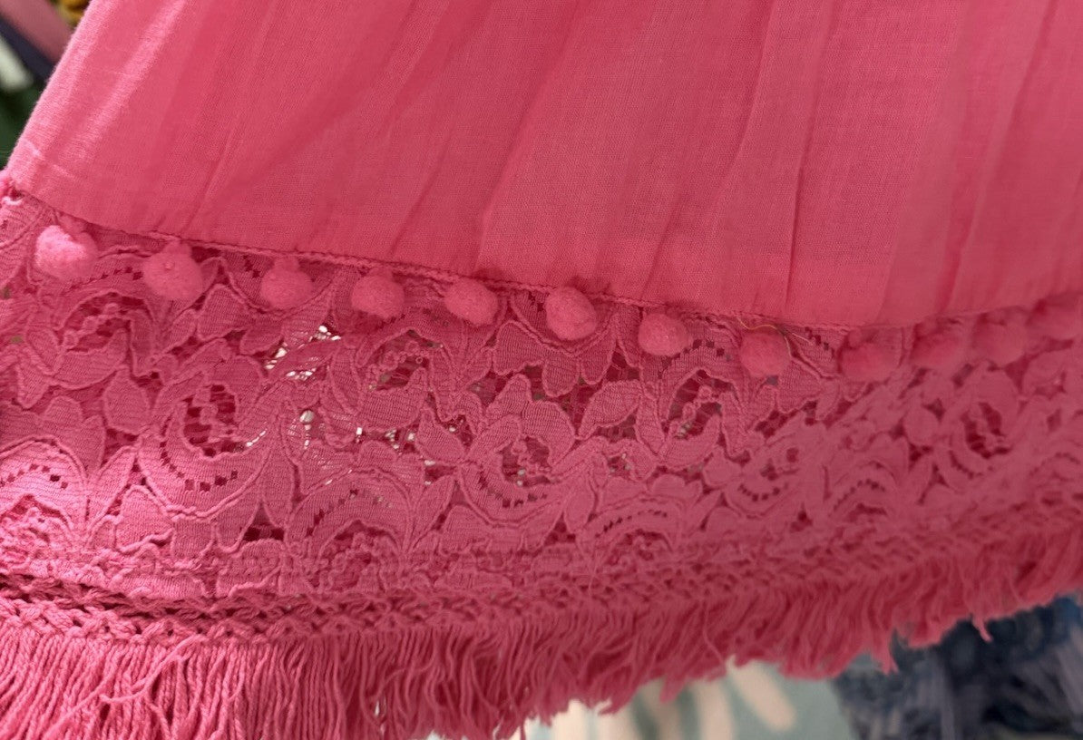 Antica Sartoria 2024 Pink Sleeveless Dress With Lace Trim NWT O/S
