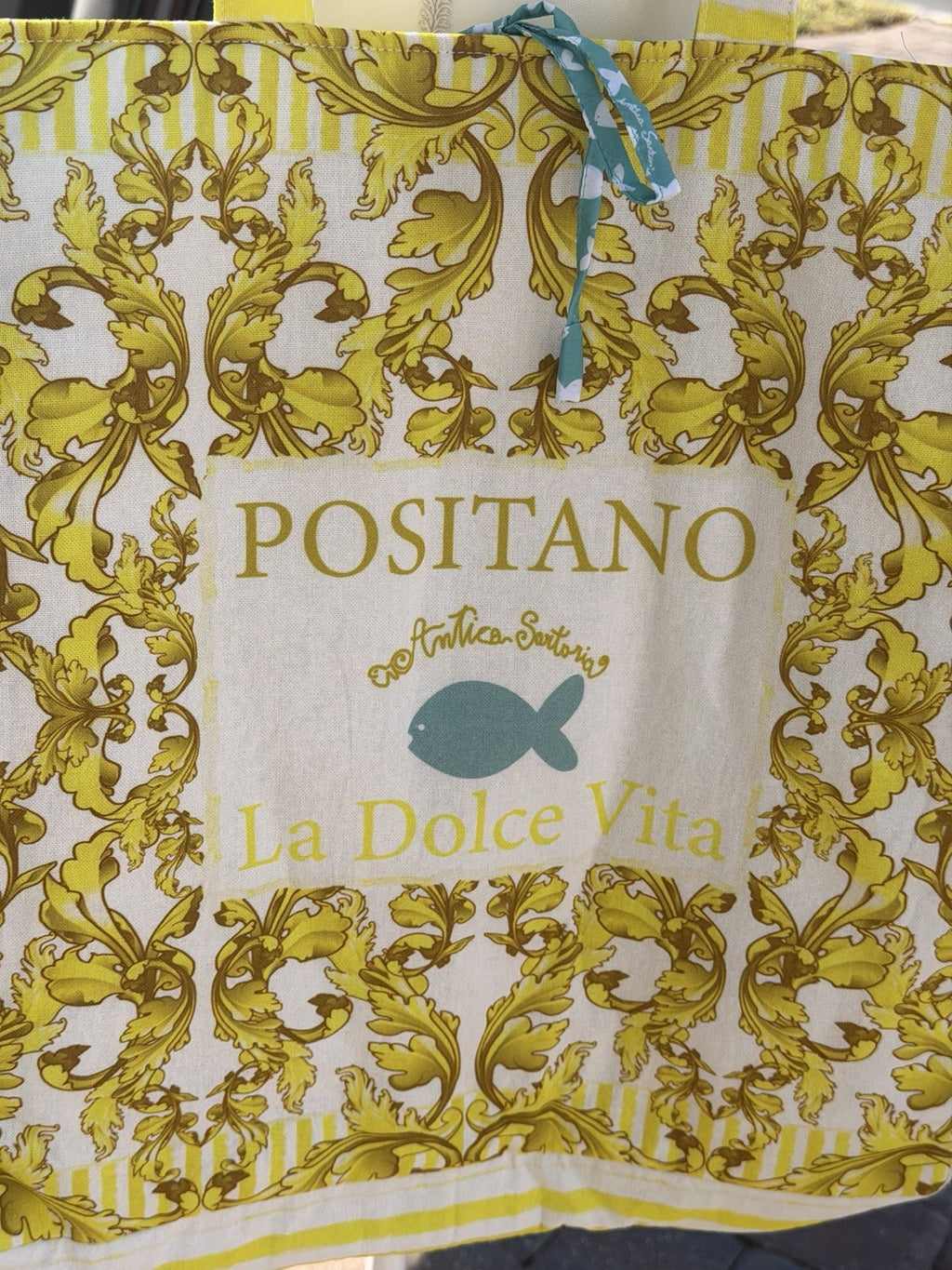Antica Sartoria 2026 Golden Yellow Beach Tote Tie Top Bag NWT
