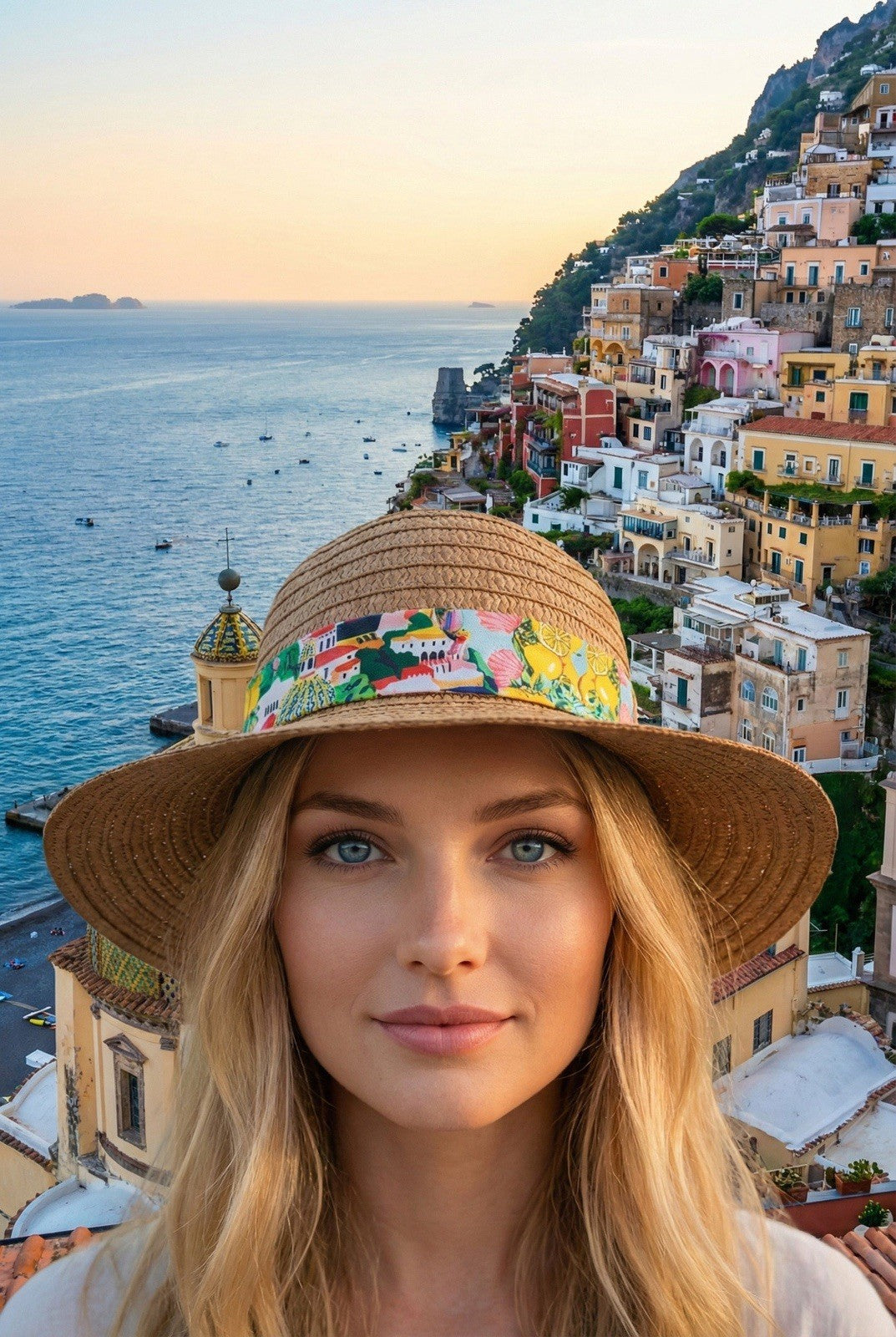 Antica Sartoria 2026 Sun Hat Positano Print Perfect Nwt O/S