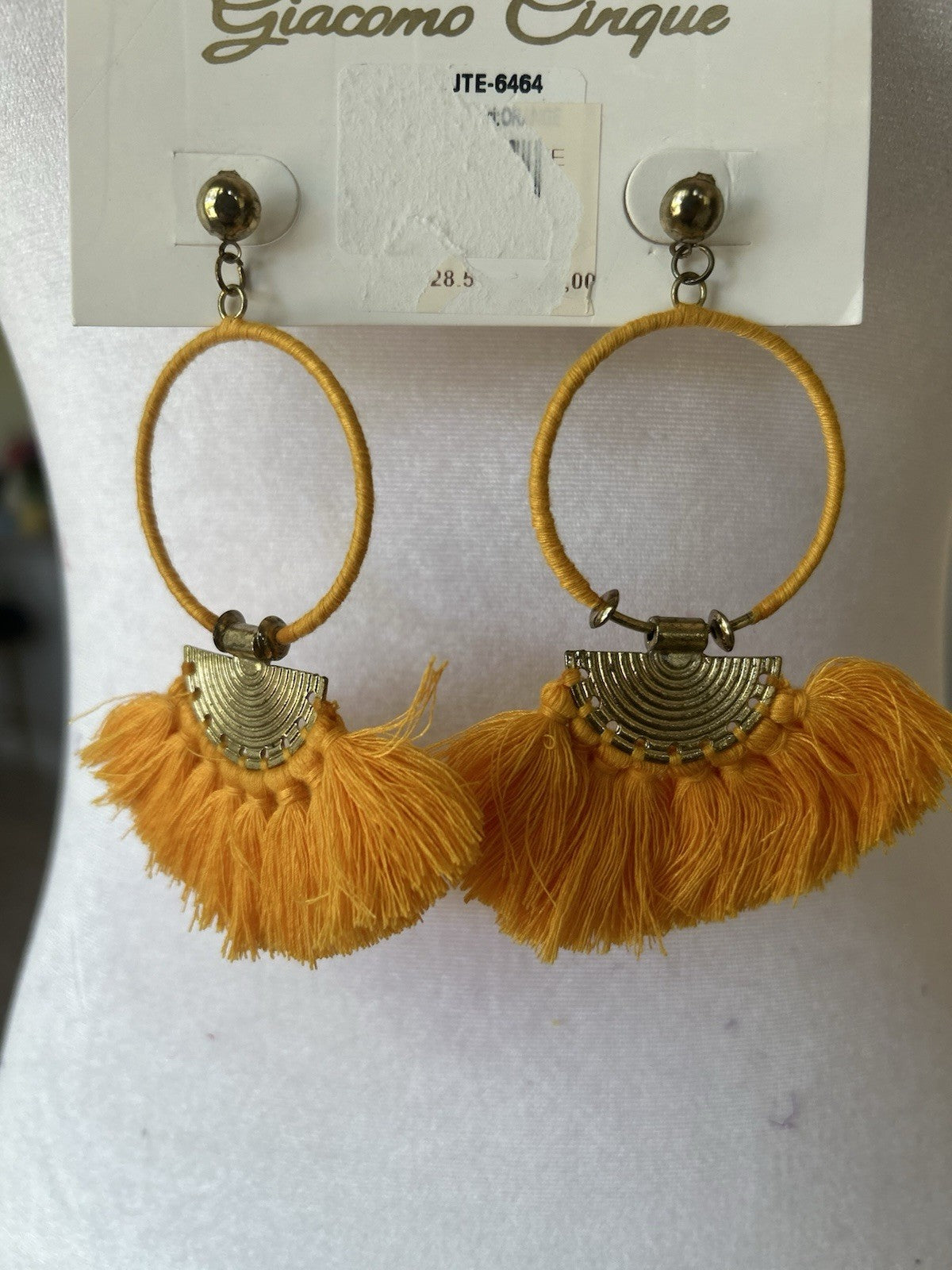 ANTICA SARTORIA HOOP FAN ORANGE PIERCED EARRINGS NWT