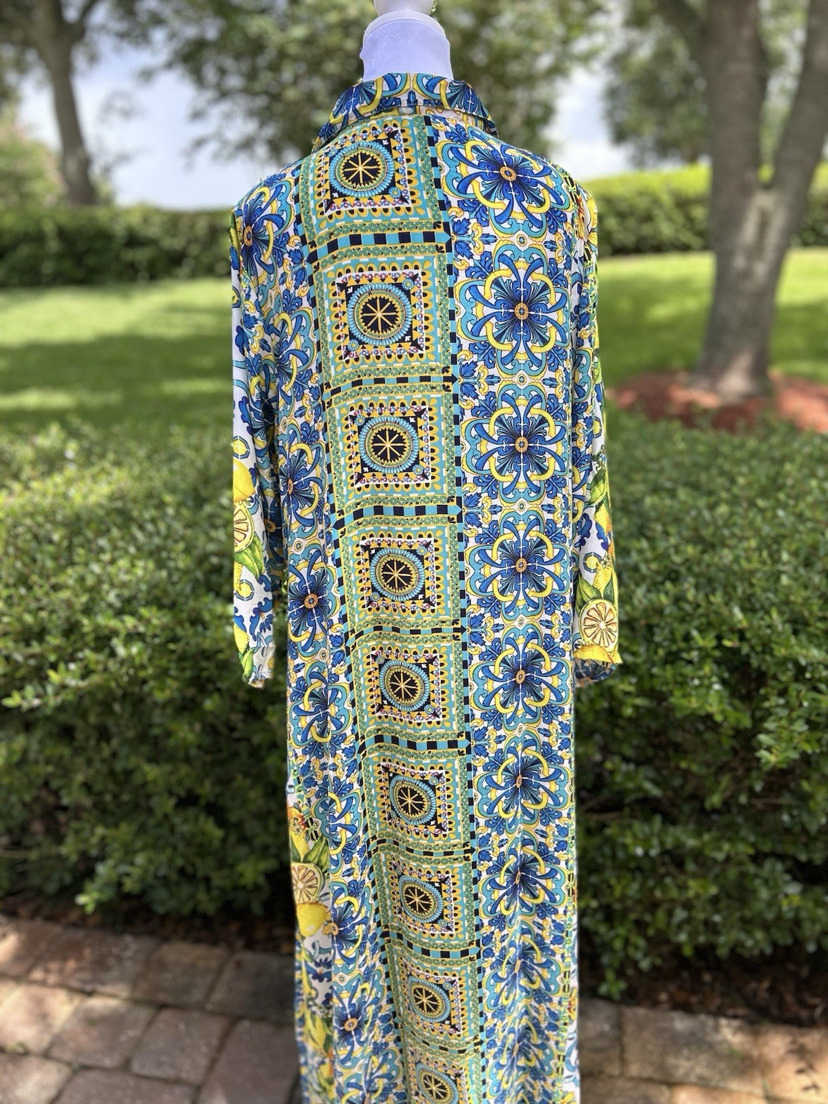 Antica Sartoria Lemon 🍋 Italian Print Kaftan Mumu Gorgeous L/XL