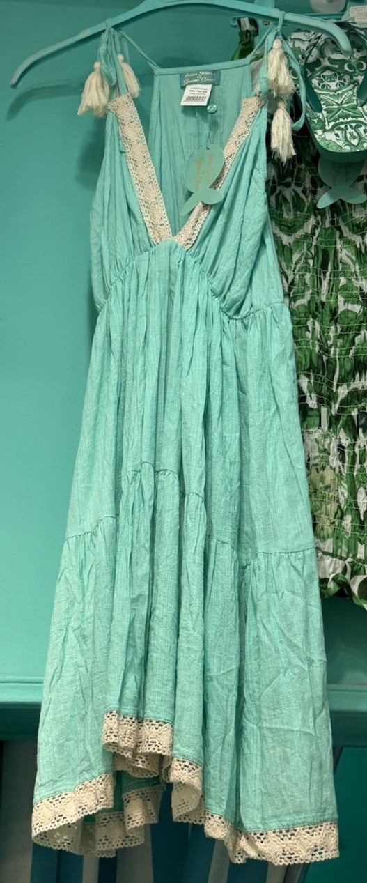 ANTICA SARTORIA 2025 AQUA TIE TOP SHORT DRESS NWT OS