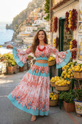 Antica Sartoria Boho Coral & Turquoise Floral Maxi Skirt & Top NWT O/S Gorgeous