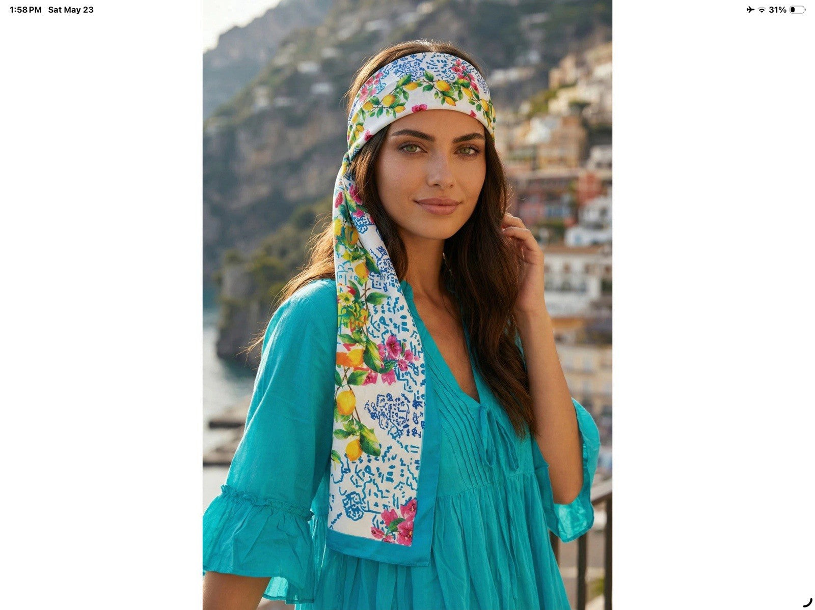 Antica Sartoria 2026 Poly Satin Flowers & Lemons Square Scarf 42 X42 Nwt