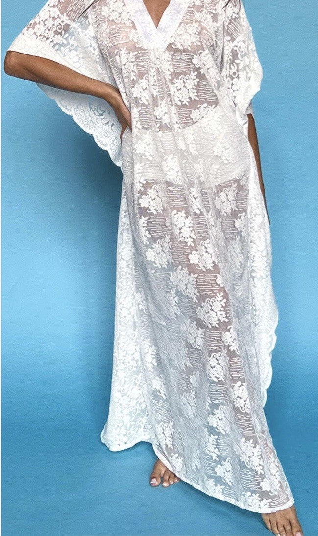 ANTICA SARTORIA 2024 WHITE LACE LONG MUMU/KAFTAN/DRESS NWT OS