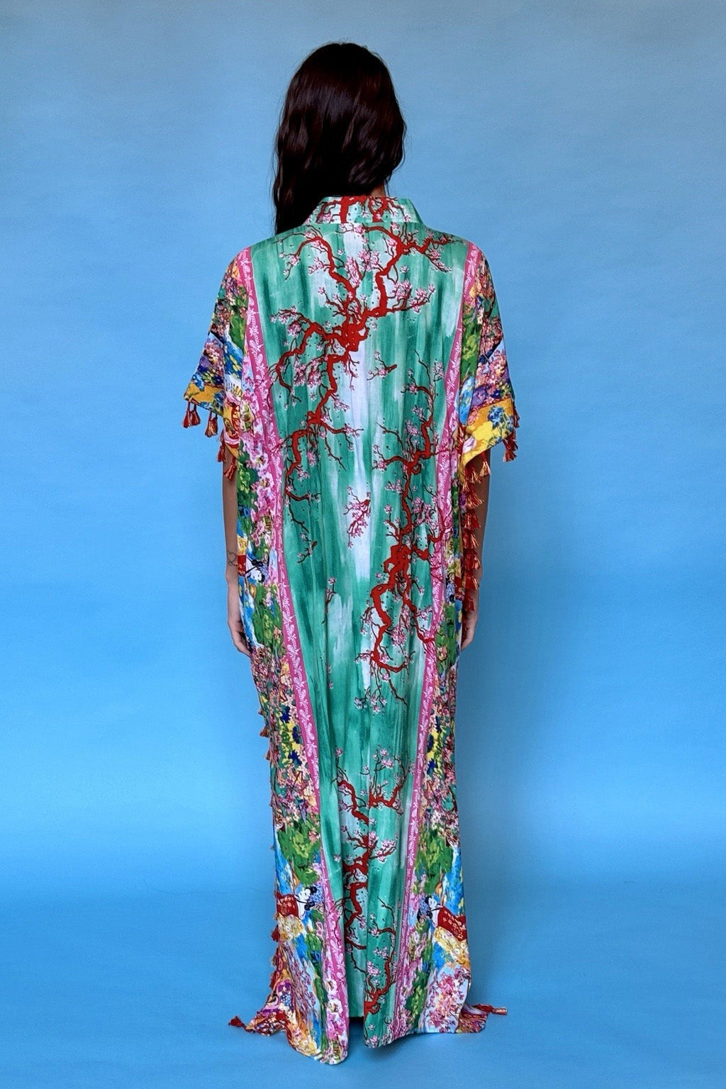 Antica Sartoria 2024 Lemons Coral Asian Long Poncho /Mumu / Kaftan NWT LAST ONE